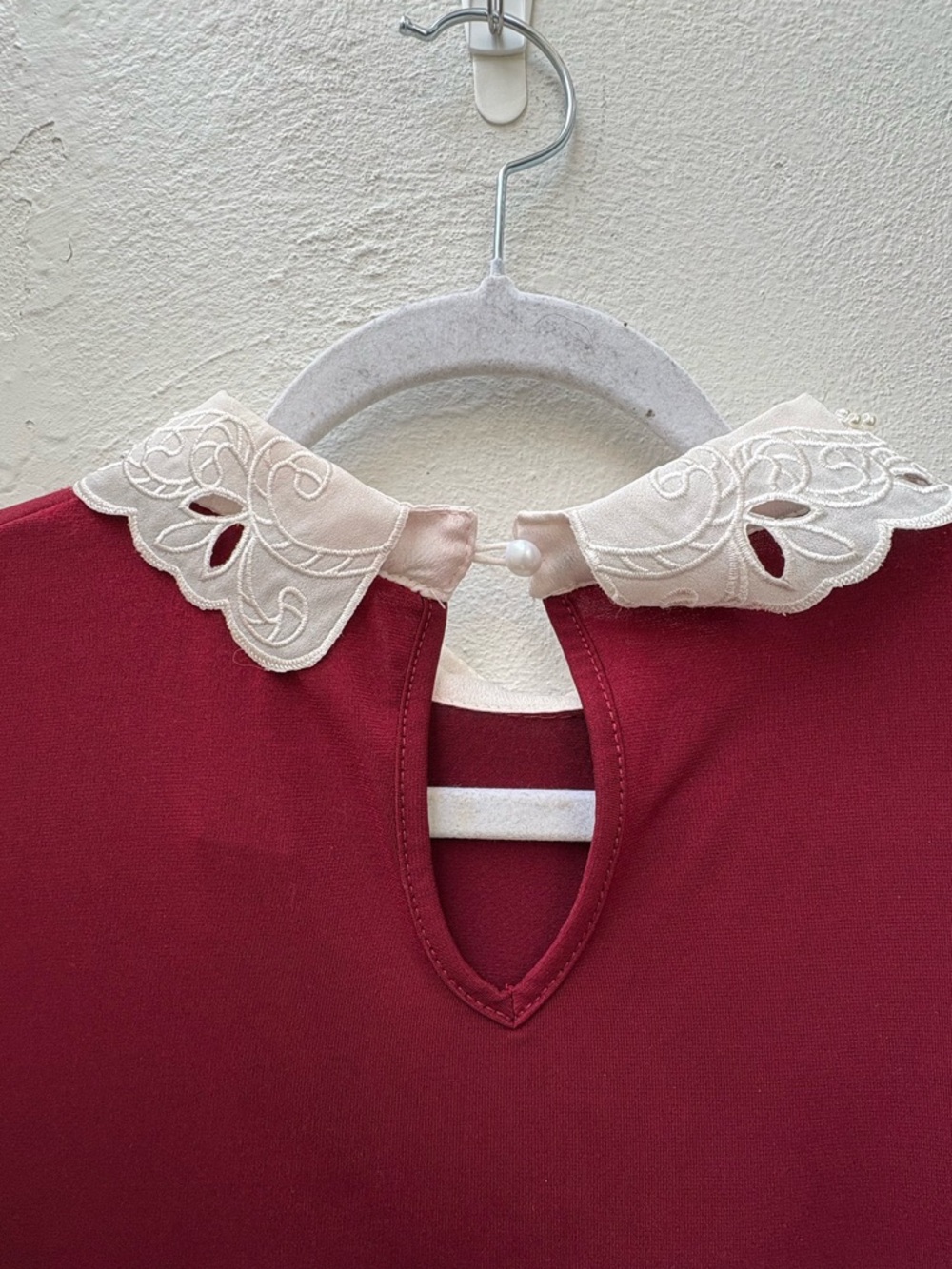 Misa Blouse Size S Embellished Peter Pan Collar Layered Hem Preppy Romantic - Picture 7 of 7